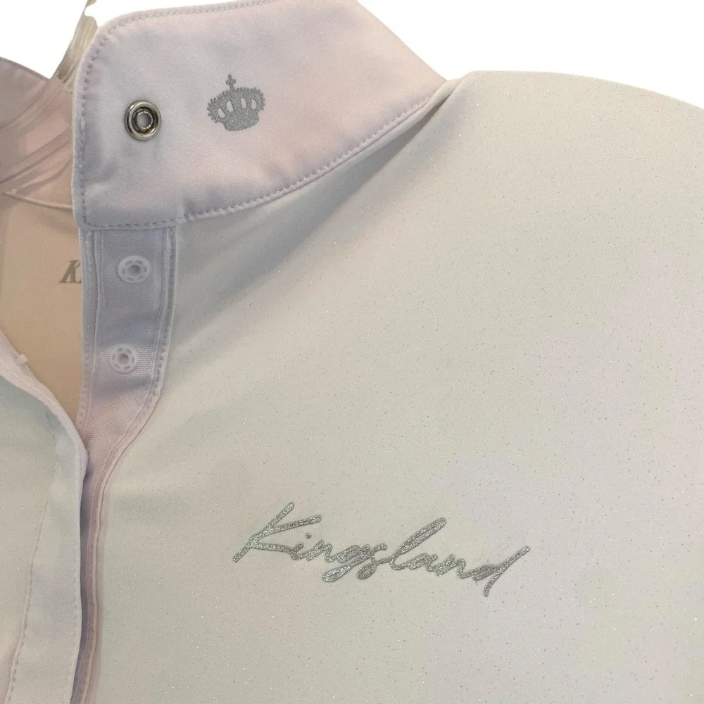 Kingsland‎ Equestrian Paisely Show Shirt Sleeveless White Women XL Shimmer STAIN - Picture 6 of 12